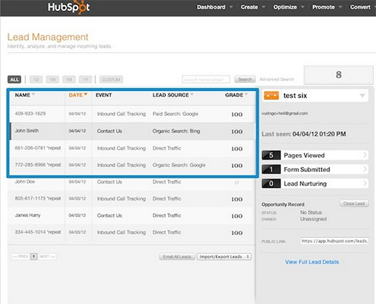 Hubspot lead management