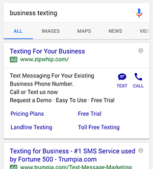 text icon google ad