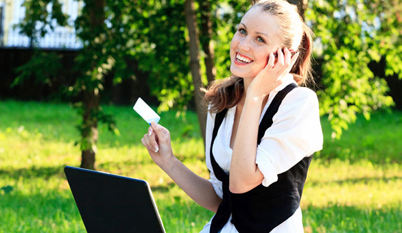 Woman in the Park with a Mobile Phone 