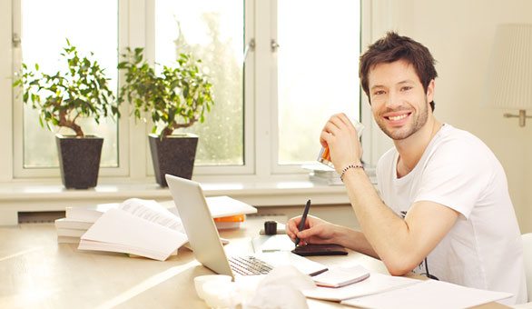 Entrepreneur at his desk at home