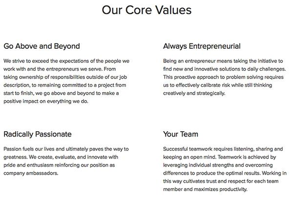 Grasshopper Core Values